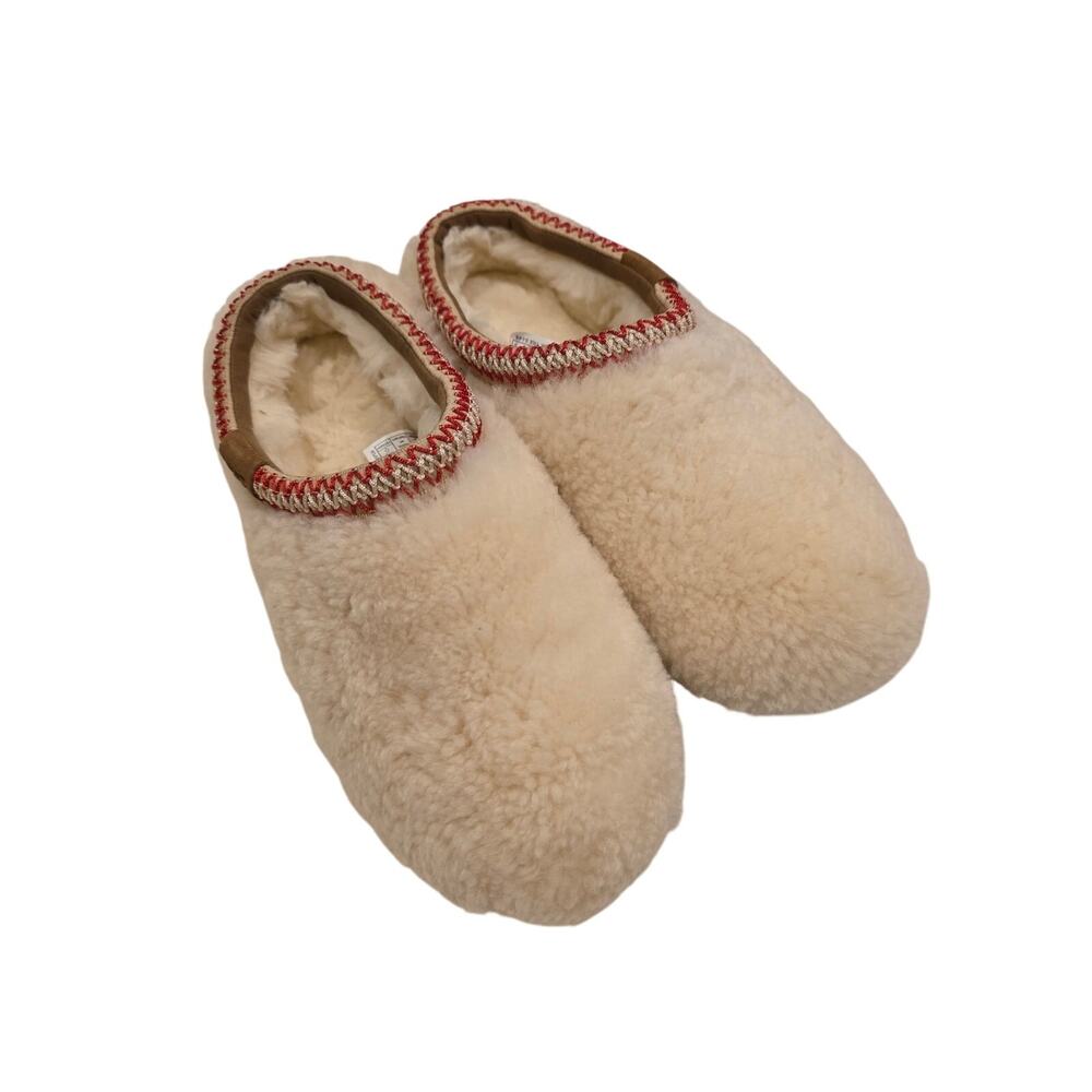 UGG‎ Womens Shearling Wool Slippers Cream Cozy Slip On House Shoes Size 8